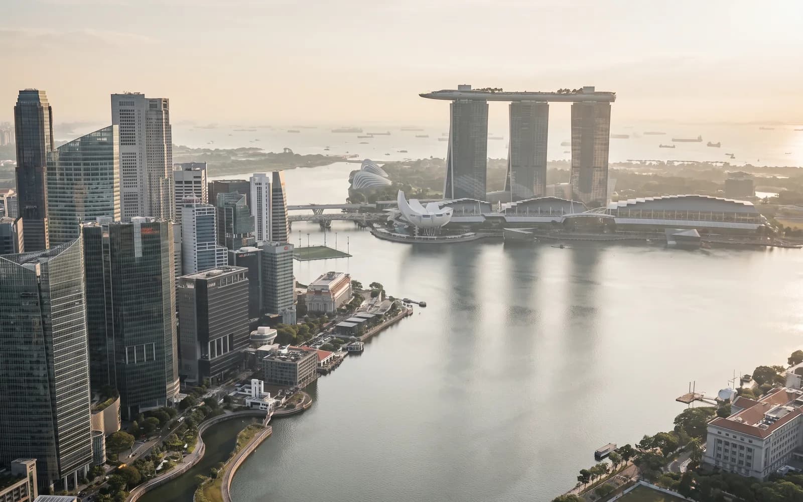 The Singapore skyline in clear daytime light
