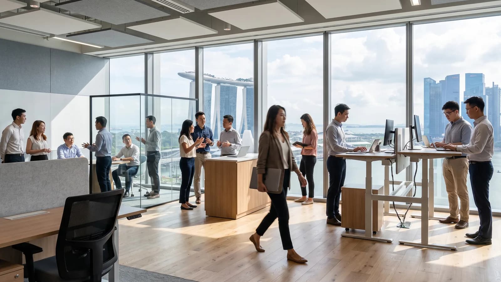 A senior executive with quiet authority in a modern boardroom in Singapore